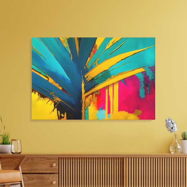 Golden Palm – Abstract Tropical Energy Canvas Print (Insitu(LivingRoom))