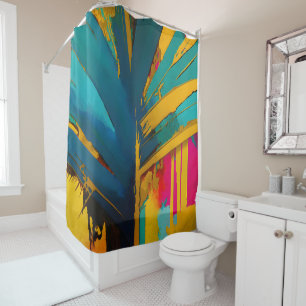 Golden Palm – Abstract Tropical Energy Shower Curtain