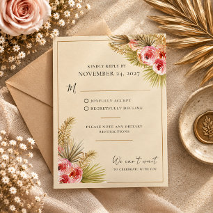 Golden Palm Boho Wedding RSVP Card