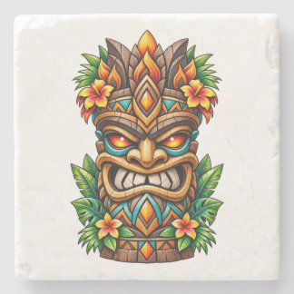 Golden Palm Crown Tiki Stone Coaster