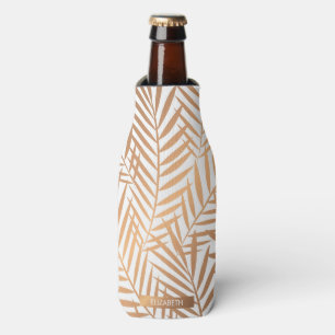 Golden Palm Tree Leaf Pattern Bottle Cooler