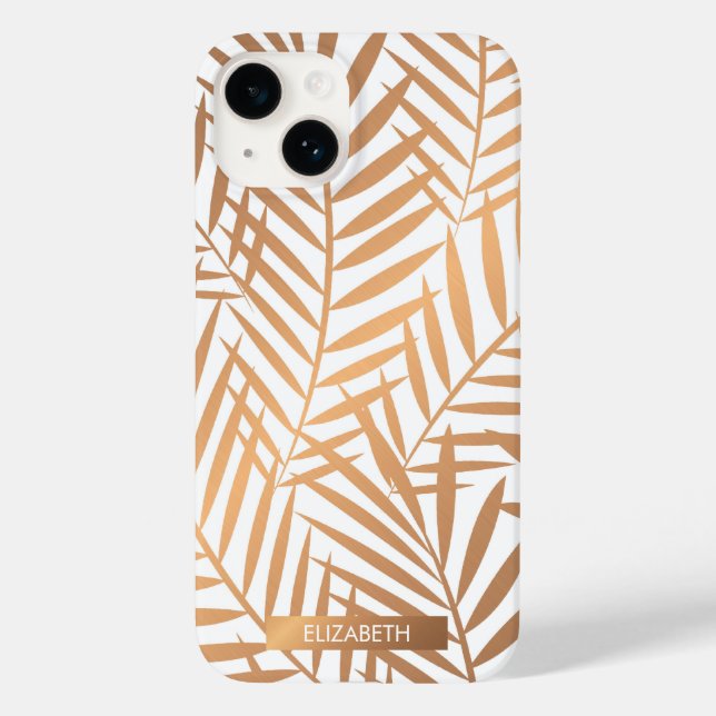 Golden Palm Tree Leaf Pattern Case-Mate iPhone Case (Back)