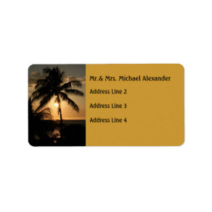 Golden Palm Tree Sunset Label