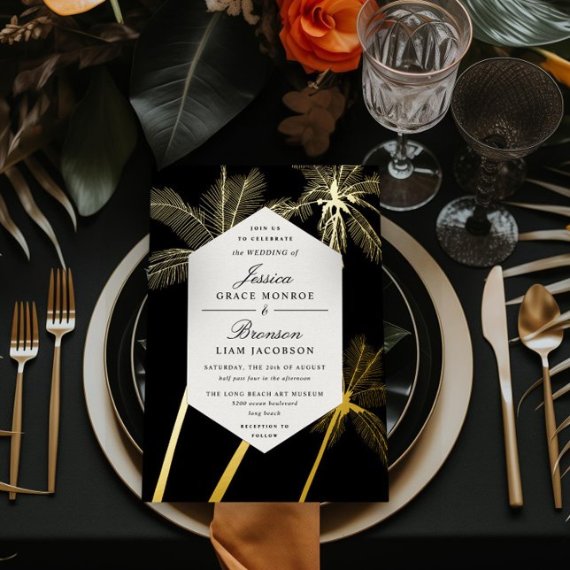 golden palm trees sophisticated tropical wedding (Creator Uploaded)