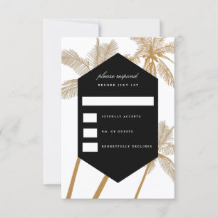 Golden palm trees sophisticated wedding rsvp invitation