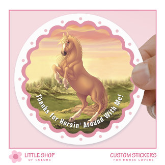 Golden Palomino Horse Girl's Birthday Classic Round Sticker
