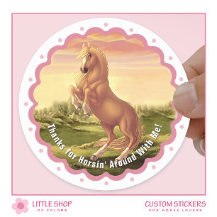 Golden Palomino Horse Girl's Birthday Thank You Classic Round Sticker