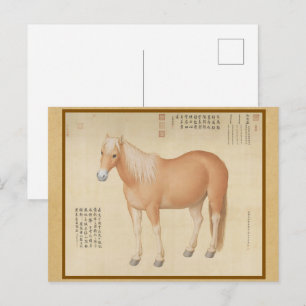 Golden Palomino Steed - Vintage Chinese Art Postcard