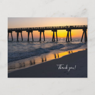 Golden Panama City Beach Sunset Reflection Thank U Postcard