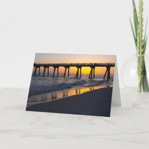 Golden Panama City Beach Sunset Reflections Card
