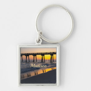 Golden Panama City Beach Sunset Reflections Key Ring