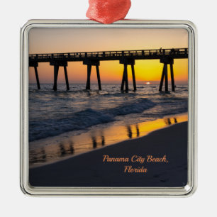 Golden Panama City Beach Sunset Reflections Metal Tree Decoration