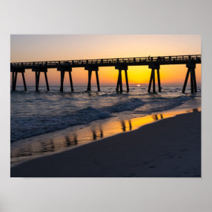 Golden Panama City Beach Sunset Reflections Poster
