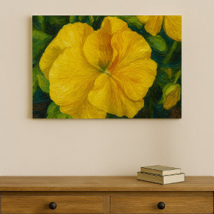 Golden Pansy Brushstroke Canvas Print