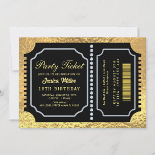 Golden Party Ticket Invitation