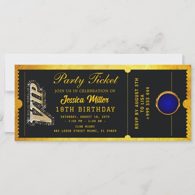 Golden Party Ticket Invitation (Front)