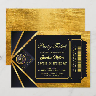 Golden Party Ticket Invitation
