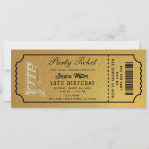 Golden Party Ticket Invitation