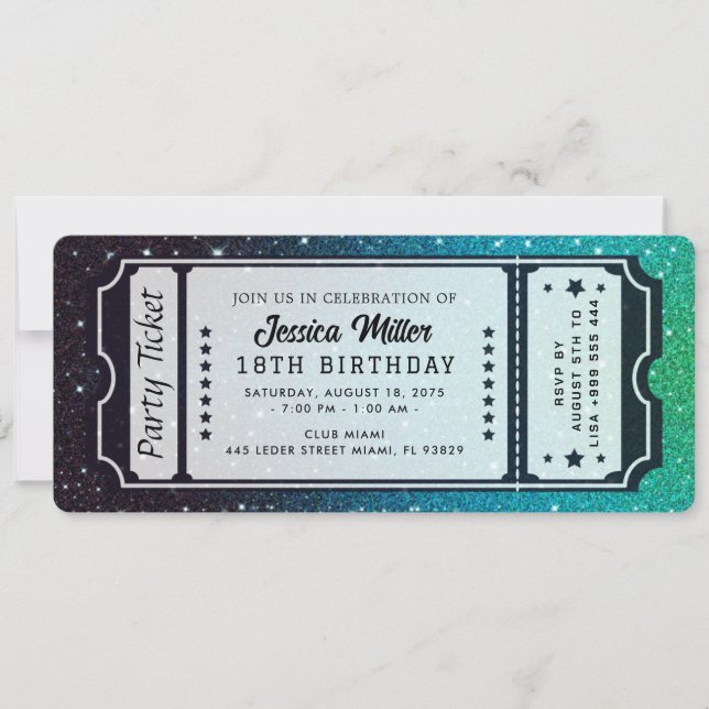 Golden Party Ticket Invitation (Front)