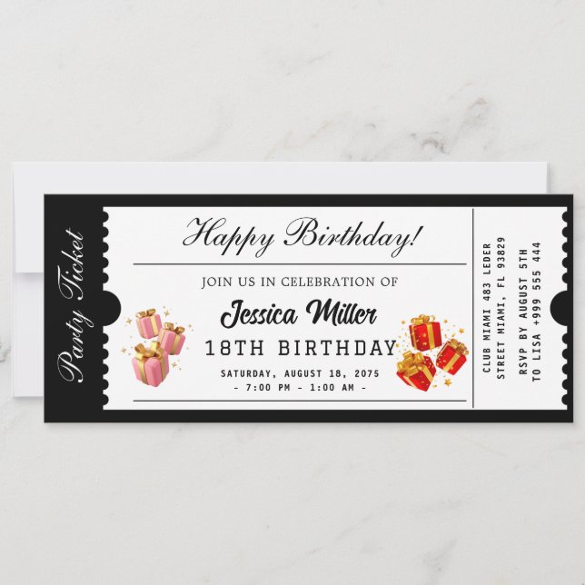 Golden Party Ticket Invitation (Front)