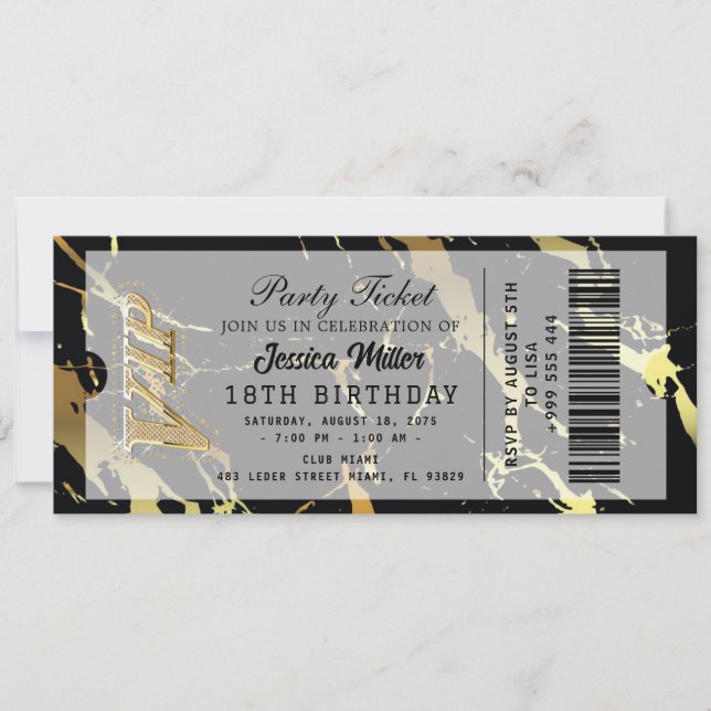 Golden Party Ticket Invitation (Front)