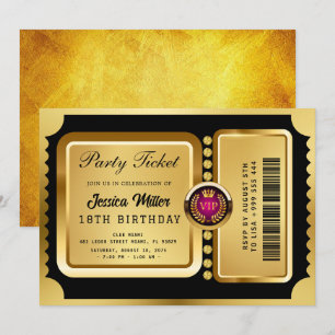 Golden Party Ticket Invitation