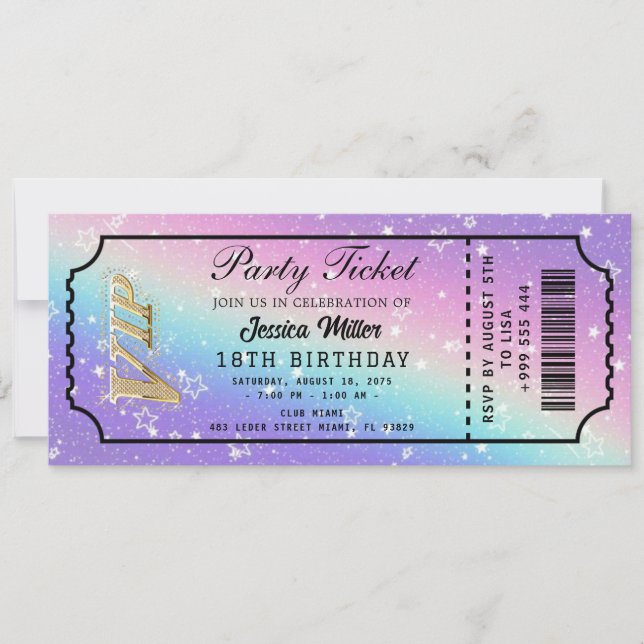 Golden Party Ticket Invitation (Front)