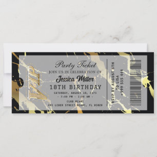 Golden Party Ticket Invitation