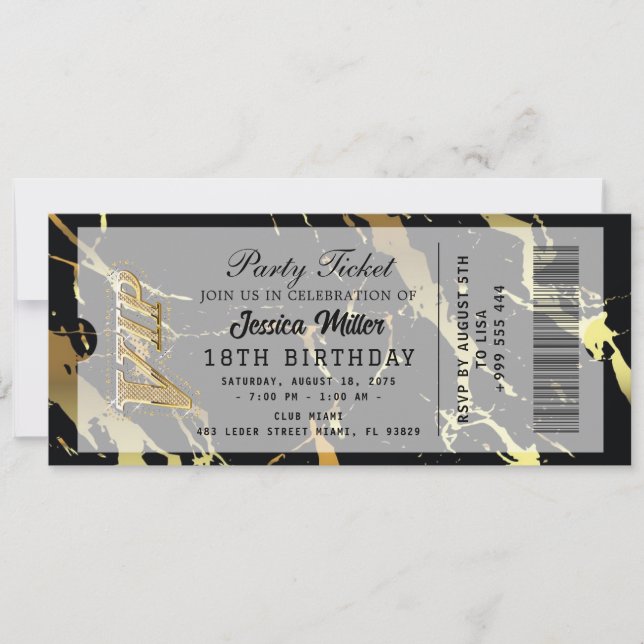 Golden Party Ticket Invitation (Front)