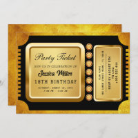 Golden Party Ticket Invitation