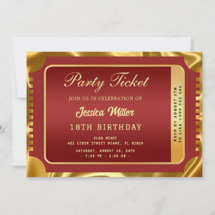 Golden Party Ticket Invitation