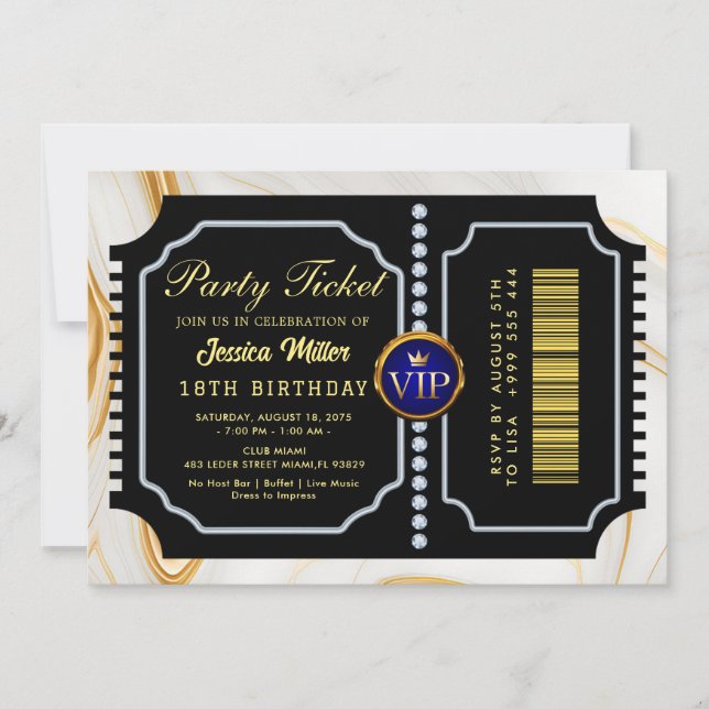 Golden Party Ticket Invitation (Front)