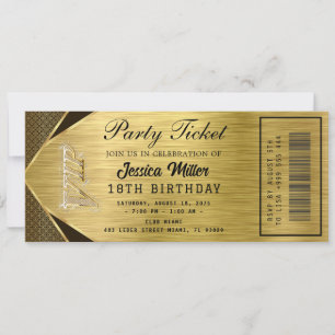 Golden Party Ticket Invitation