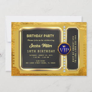 Golden Party Ticket Invitation
