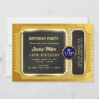 Golden Party Ticket Invitation