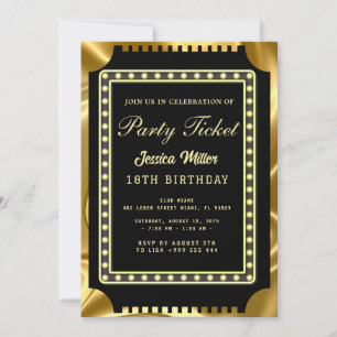Golden Party Ticket Invitation