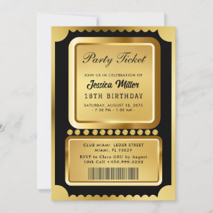 Golden Party Ticket Invitation