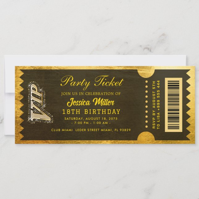 Golden Party Ticket Invitation (Front)