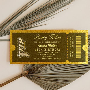 Golden Party Ticket Invitation
