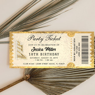 Golden Party Ticket Invitation