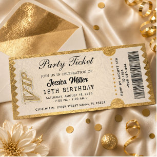 Golden Party Ticket Invitation