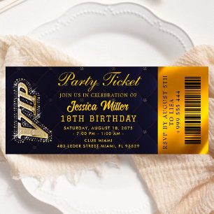 Golden Party Ticket Invitation