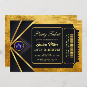 Golden Party Ticket Invitation