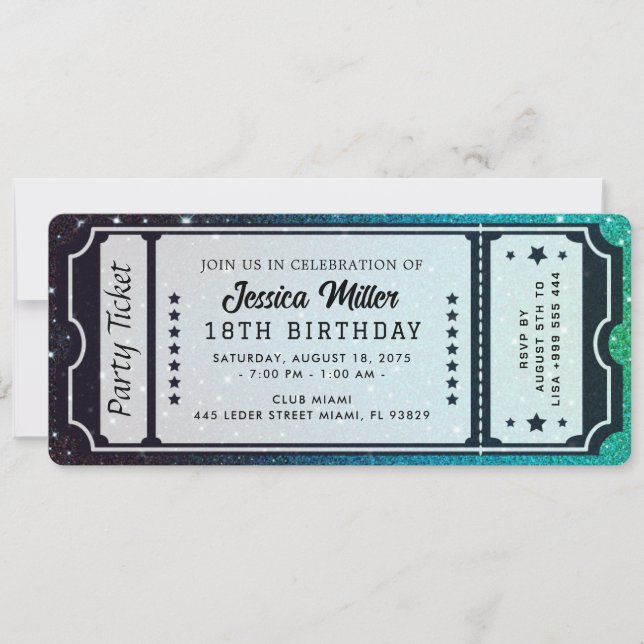 Golden Party Ticket Invitation (Front)