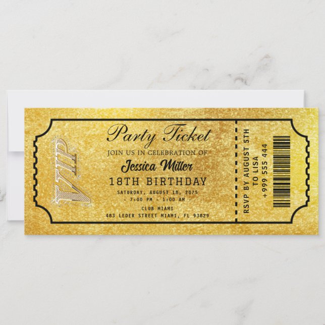 Golden Party Ticket Invitation (Front)