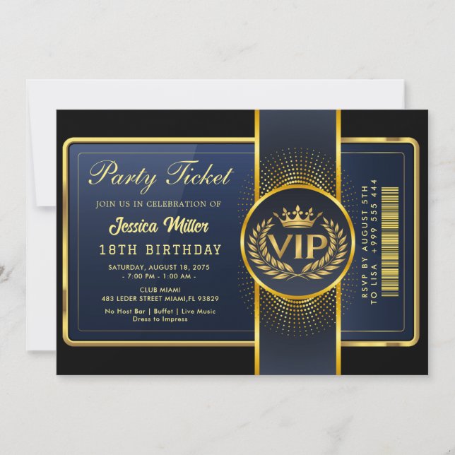 Golden Party Ticket Invitation (Front)