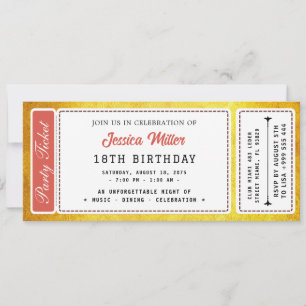 Golden Party Ticket Invitation