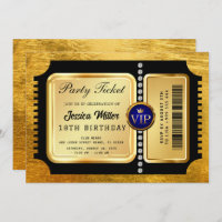 Golden Party Ticket Invitation