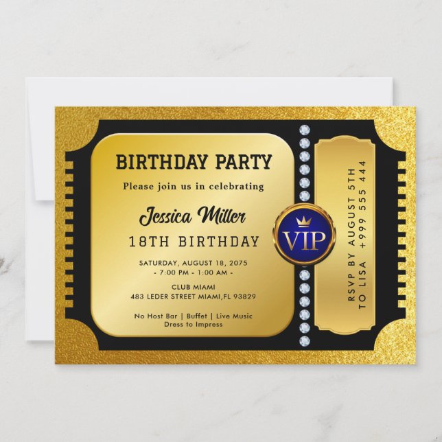 Golden Party Ticket Invitation (Front)