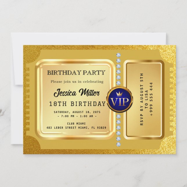Golden Party Ticket Invitation (Front)